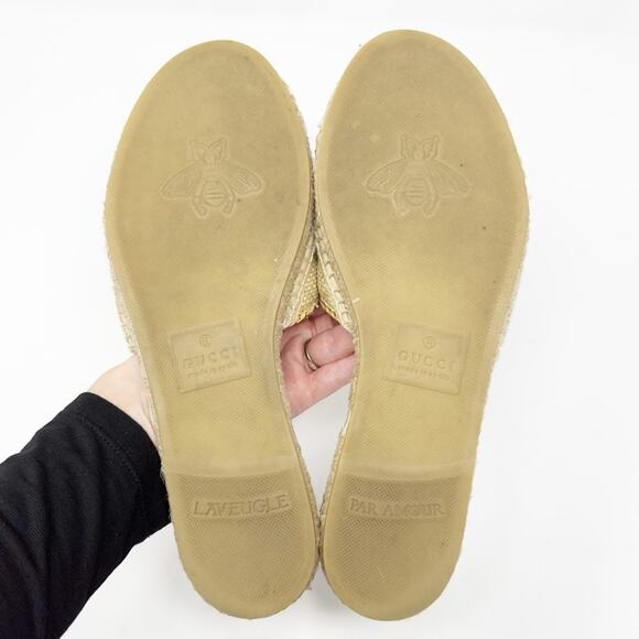 Gucci GG Marmont Raffia Espadrille Slides Size 38 - Picture 9 of 11